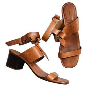 Chloé Kingsley Leather Sandals Block Heel Designer - Size 40